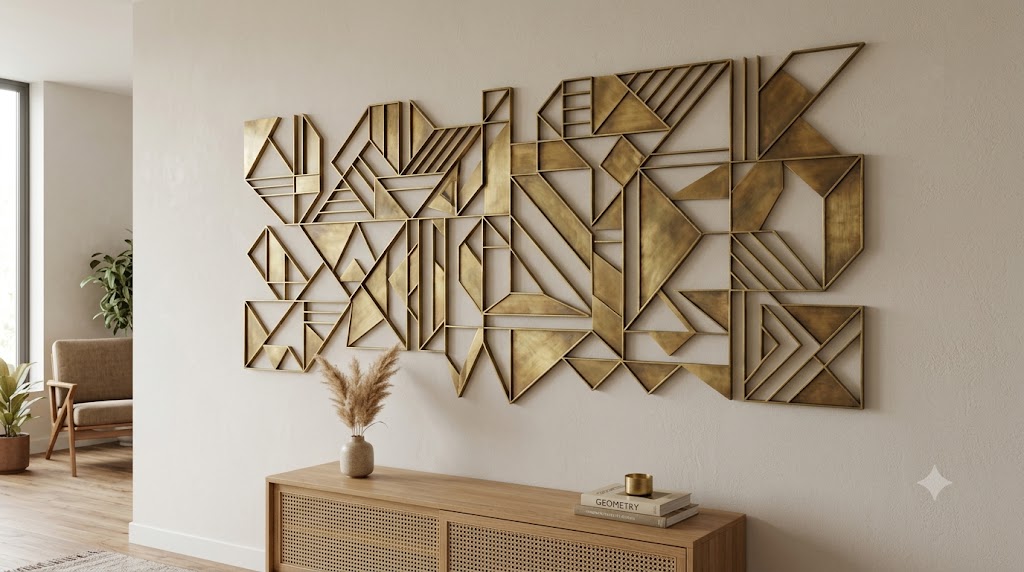 Brass Geometric Wall Art Metal Sculpture